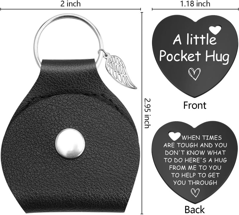 Lasimfa Black Stainless Steel Double-Sided Heart Shaped Token with Leather Bag Long Distance Relationship Valentine's Gift for Couples Boyfriend Girlfriend - Image 5